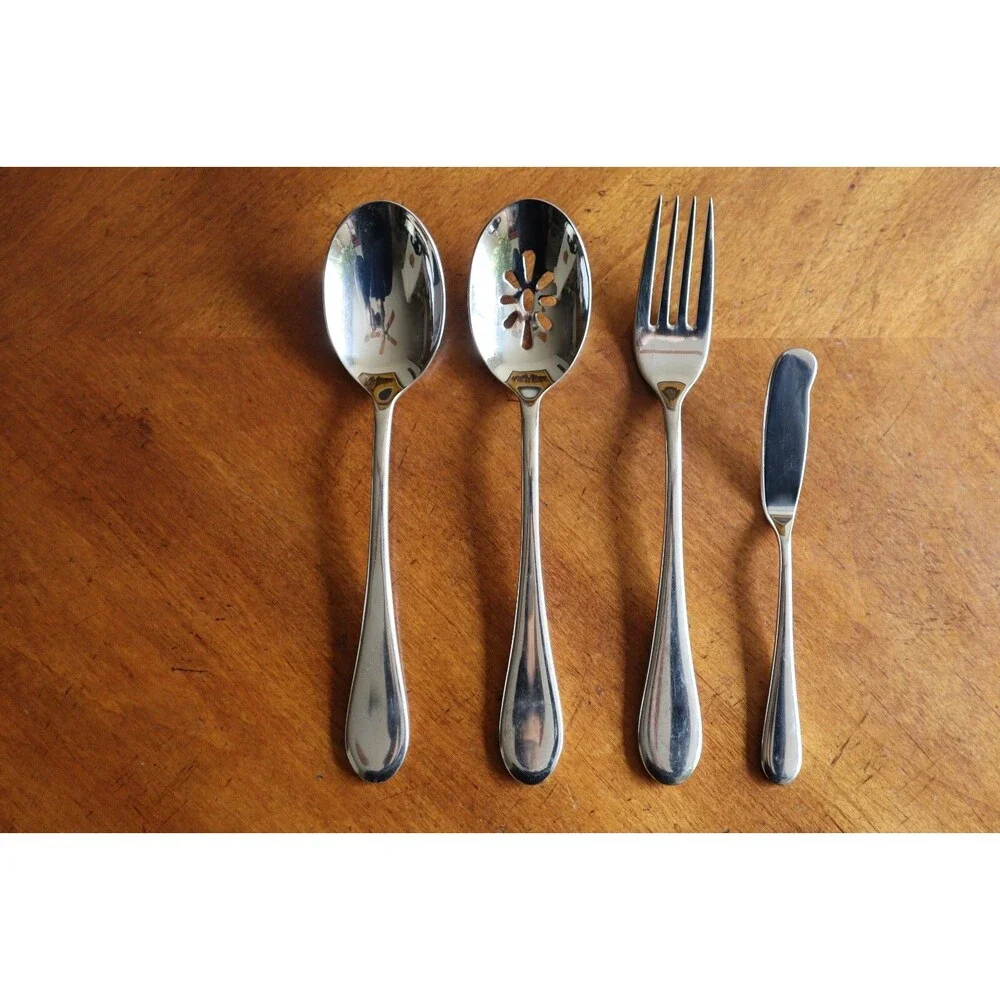 Lot Of 4 Oneida ICARUS Stainless Glossy Serving Utensil Spoons Made in Vietnam